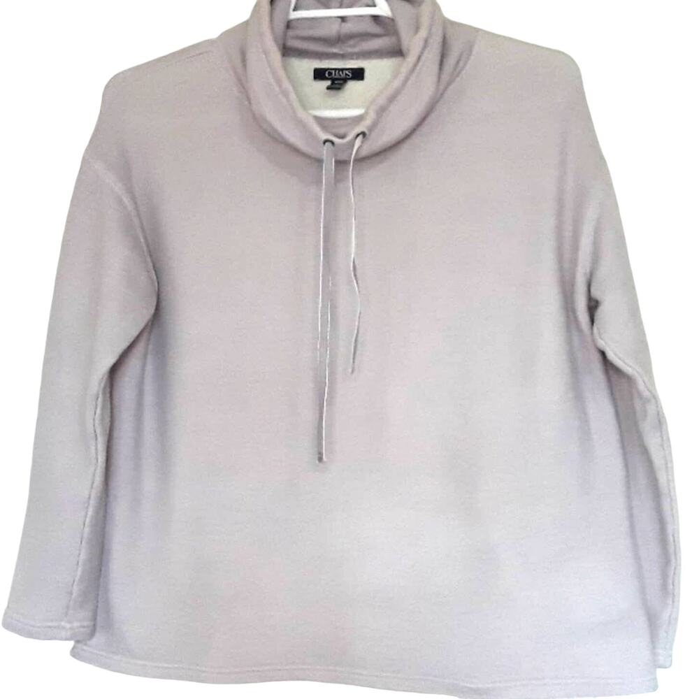 Womens Sz M Lavender Cowl Neck Drawstring Boxy Lightweight Chaps Sweatshirt